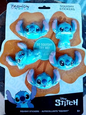 Disney Blue Stitch Squishy Character Sticker Pack 3D Set Of 5